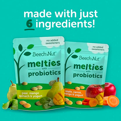 Beech-Nut Probiotic Melties Baby & Toddler Snack Melts, Pear Mango Spinach Yogurt, 1 oz (7 Pack)