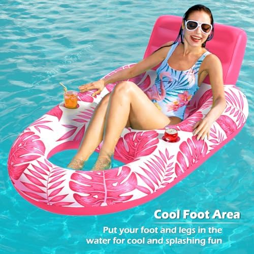Jasonwell Inflatable Pool Float Adult - Pool Floaties Lounger Floats Raft Floating Chair Water Floaties for Swimming Pool Lake Lounge Float with Cup Holders Beach Pool Party Toys for Adults