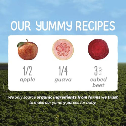 Happy Baby Digestive Support Blends Baby Food, Pear, Blueberries, Strawberries & Oats, 4 Oz (Pack of 16) + Happy Baby Organics Stage 2 Clearly Crafted, Apples, Guavas & Beets, 4 Oz (Pack of 16)