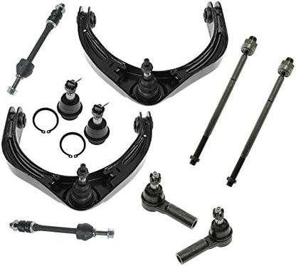 TRQ Front Steering & Suspension Kit Ball Joint Control Arm with Ball Joint Sway Bar Stabilizer Link Tie Rod Compatible with 2006-2008 Dodge Ram 1500