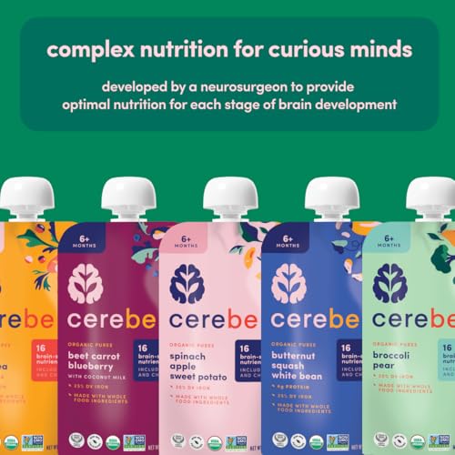 Cerebelly Organic Baby Food Pouches – Organic Veggie Purees for Toddlers | No Added Sugar, Fiber, Non-GMO | Blended Toddler Pouches | 4 Ounce BPA-Free Pouch | White Bean Pumpkin Apple | 6 Count