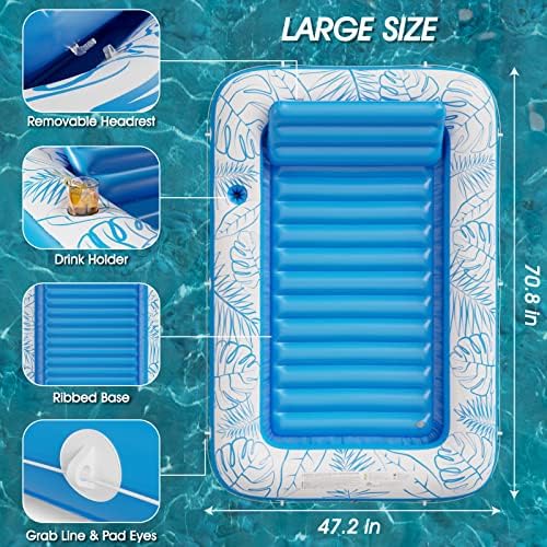 Inflatable Tanning Pool Lounger Float - Jasonwell 4 in 1 Sun Tan Tub Sunbathing Pool Lounge Raft Floatie Toys Water Filled Bed Mat Pad for Adult Blow Up Kiddie Pool Kids Ball Pit Pool (L)