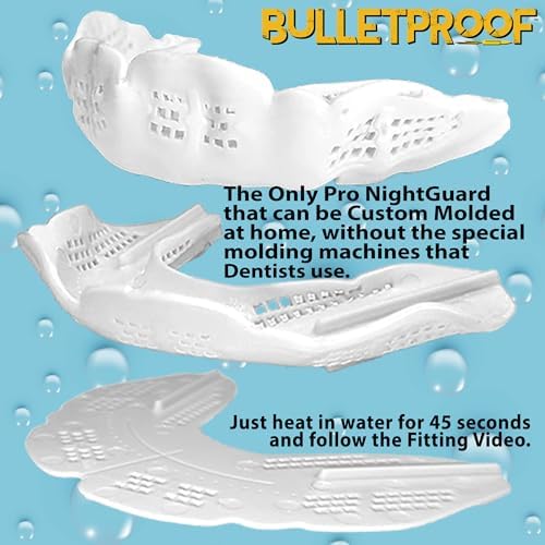 BulletProof Night Guard: World’s Thinnest Mouth Guard For Grinding Teeth At Night. TMJ Bite Clenching Mouthguard For Sleeping. Women Men Nighttime Dental Bruxism Relief Nightguard for Sleep Adult Kids