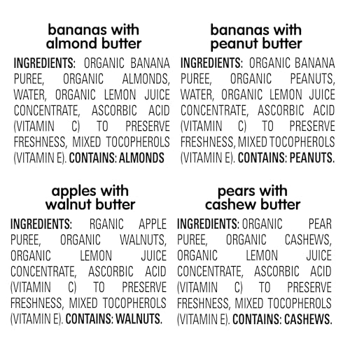 Happy Baby Organics Stage 2, Baby Food Pouches, Gluten Free, Vegan Snack, Nutty Blends, Fruit & Nut Butter Variety Pack (Pack of 8)