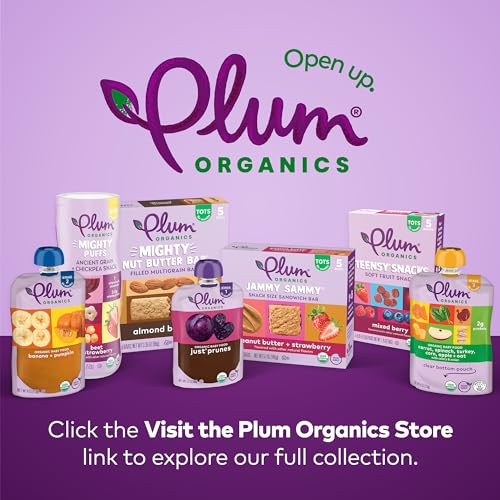 Plum Organics Mighty Puffs Organic Baby Food - Beet and Strawberry - 1.85 oz Canister (Pack of 6) - Ancient Grains and Chickpea Snacks