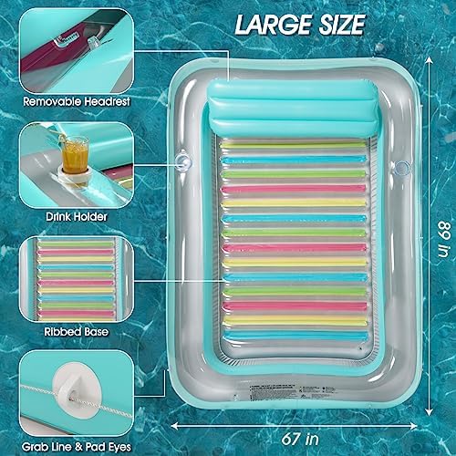 Jasonwell 4 in 1 Inflatable Tanning Pool Lounger Float - Sun Tan Tub Sunbathing Lounge Raft Floatie Toys Water Filled Bed Mat Pad for Adult Blow Up Kiddie Kids Ball Pit XXL