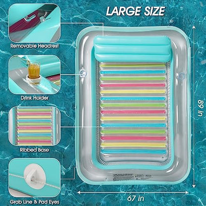 Jasonwell 4 in 1 Inflatable Tanning Pool Lounger Float - Sun Tan Tub Sunbathing Lounge Raft Floatie Toys Water Filled Bed Mat Pad for Adult Blow Up Kiddie Kids Ball Pit XXL