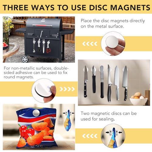 LOVIMAG Strong Rare Earth Neodymium Magnets, Powerful Disc Magnets with Double-Sided Adhesive, Heavy Duty for Fridge, Office, Science, DIY - 1.26in x 1/8in, Pack of 20 (10 Black, 10 Silver)