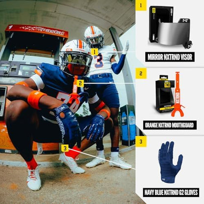 Nxtrnd Two Football Mouth Guard, Football Mouthpiece with Strap, Fits Adult & Youth (Orange)