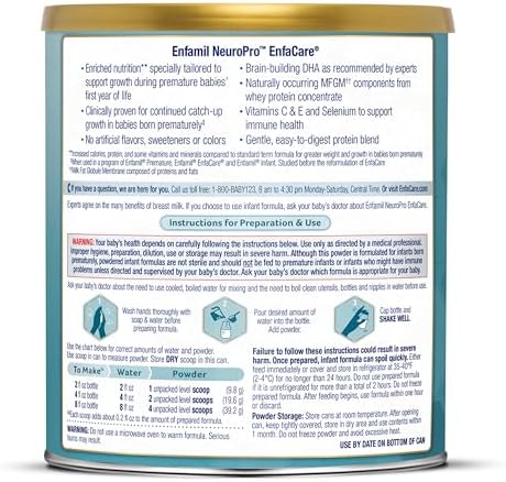 Enfamil NeuroPro EnfaCare High Calorie Premature Baby Formula, Milk-Based with Iron, Brain-Building DHA, Vitamins & Minerals for Immune Support, added easy-to-digest proteins, Baby Milk, 13.6 Oz Can