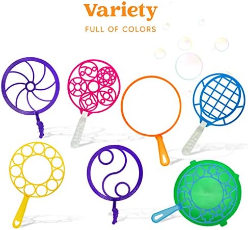 JOYIN Big Bubble Wands Set Bulk for Kids Summer Outdoor Toy Game Activity Party Favors, 18 Pcs Giant Bubble Maker with Tray, 12" Large, 6 Pcs Solution Suitable for All Age People