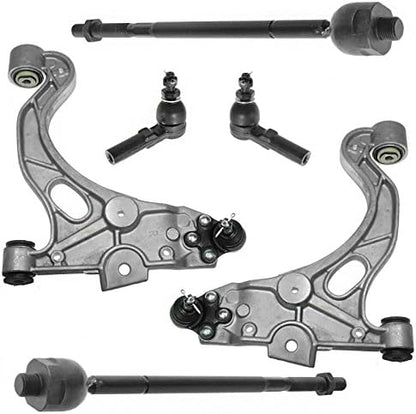 TRQ Front Steering & Suspension Kit Control Arm with Ball Joint Tie Rod Compatible with Buick Cadillac Oldsmobile Pontiac