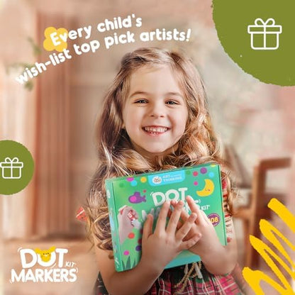Jar Melo Washable Dot Markers, 6 Colors Dot Paints with 108 PDF & 10 Physical Activity Papers, Non-Toxic Bingo Daubers for Toddlers 1-3 2-4