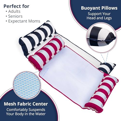 Aqua 4-in-1 Monterey Hammock Pool Float & Water Hammocks, 1-2-3-4 Multipacks – Multiple Colors/Styles – for Adults and Kids Floating