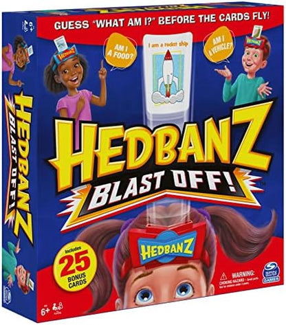 Spin Master Games Hedbanz Blast Off! Guessing Game with 25 Bonus Cards, Family Game Night for Kids and Families Ages 6 and up (Amazon Exclusive)