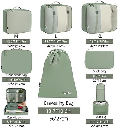 BAGAIL 8 Set Packing Cubes Luggage Packing Organizers for Travel Accessories-Matcha Green