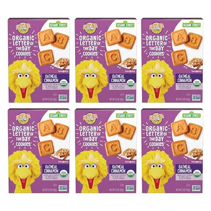 Earth's Best Organic Letter of the Day Cookies for Toddlers 2 Years Old and Up, Oatmeal Cinnamon Flavor, 5.3 Ounce Box (Pack of 6)