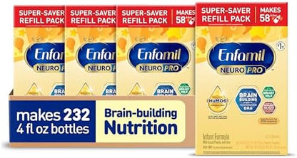 Enfamil NeuroPro Baby Formula, MFGM* 5-Year Benefit, Expert-Recommended Brain-Building Omega-3 DHA, Exclusive Immune Supporting HuMO6 Blend, Infant Formula Powder, Baby Milk, 36.4 Oz (Pack of 4)