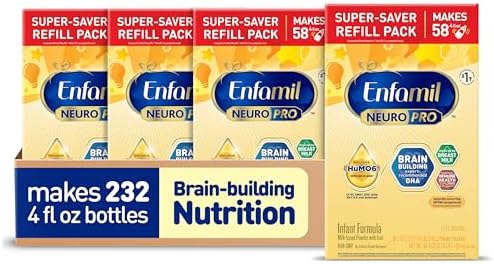 Enfamil NeuroPro Baby Formula, MFGM* 5-Year Benefit, Expert-Recommended Brain-Building Omega-3 DHA, Exclusive Immune Supporting HuMO6 Blend, Infant Formula Powder, Baby Milk, 36.4 Oz (Pack of 4)