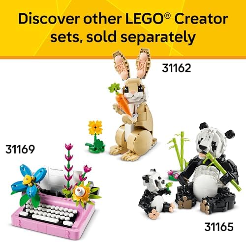 LEGO Creator 3 in 1 Playful Cat Toy - Building Toy with 3 Building Options, Cat, Dog, or Pigeon - Birthday Gift for Kids - Animal Figures for Kids, Girls and Boys, Ages 8+ - 31163