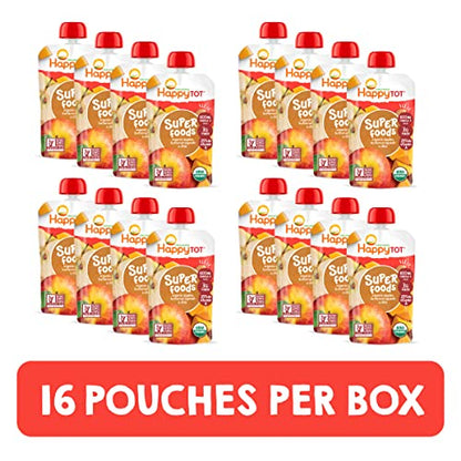 Happy Tot Organics Stage 4 Baby Food Pouches, Gluten Free, Vegan Snack, SuperFoods Fruit & Veggie Puree, Apples, Butternut Squash & Chia, 4.22 Ounce (Pack of 16)
