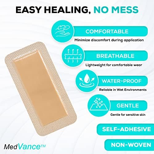 MedVanceTM Silicone - Bordered Silicone Adhesive Foam Dressing Size 4”X8” (2.4"x 6.4" Pad) 10 Pack