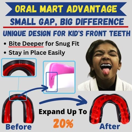 Youth Sports Mouth Guard for Kids (USA Flag, Fangs, 20+ Colors to Choose from) Mouthguard for Football, MMA, Karate, Boxing, Rugby, BJJ, Flag Football – /w Case (Youth, Strapless)