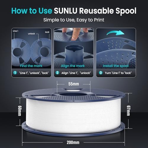 SUNLU PLA 3D Printer Filament PLA Filament 1.75mm, Neatly Wound 3D Printing Filament 1.75mm, Dimensional Accuracy +/- 0.02 mm, Fit Most FDM 3D Printers, 1kg Spool (2.2lbs), Ceramic White