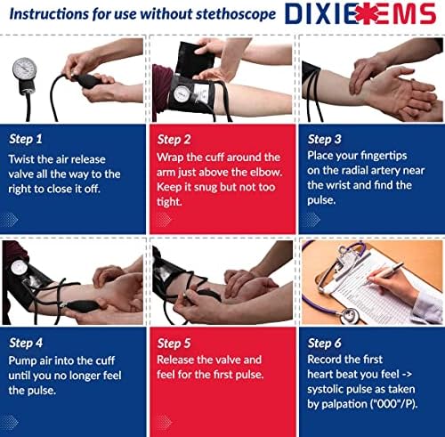 Dixie Ems Deluxe Aneroid Sphygmomanometer Blood Pressure Set W/ Adult Cuff, Carrying Case and Calibration Tool - Pink