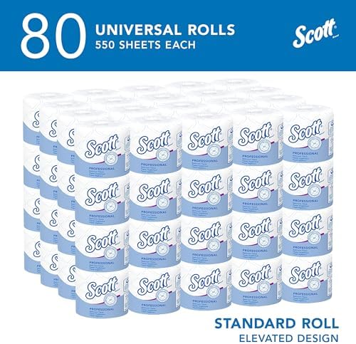 Scott Professional Standard Roll Bulk Toilet Paper (04460), 2-Ply, Elevated Design, White, Individually Wrapped (80 Rolls of 550 Sheets, 44,000 Sheet Total)