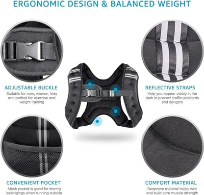 Weighted Vest Weight Vest for Men Women Kids Weights Included, Body Weight Vests Adjustable for Running, Training Workout, Jogging, Walking