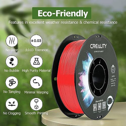 Official Creality PETG 3D Printer Filament 1.75mm 1KG (2.2lbs), High Precision, Strong Toughness, Odorless, Better Flow, Moistureproof 3D Printing CR PETG Filament, Red