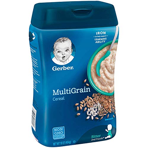 Gerber Stage 2 Baby Food, Multigrain Cereal, Whole Grains, Iron, Zinc & Vitamin B12, Baby Cereal, 6-Pack