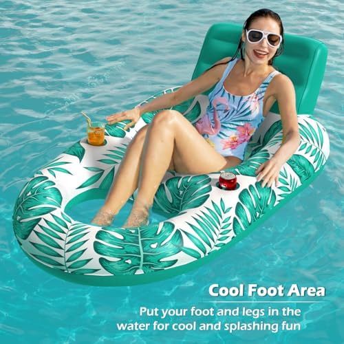 Jasonwell Inflatable Pool Float Adult - Pool Floaties Lounger Floats Raft Floating Chair Water Floaties for Swimming Pool Lake Lounge Float with Cup Holders Beach Pool Party Toys for Adults