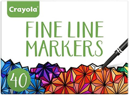 Crayola Fine Line Markers for Adults (40ct), Skinny Marker Set for Adult Coloring Books, Aesthetic Art Supplies, Stress Relief Activity, Coloring Supplies