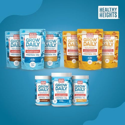 Healthy Heights Grow Daily Kids Protein Drink Mix (Plain) - High Protein Shake for Kids 3+