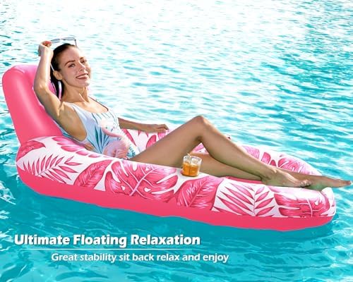 Jasonwell Inflatable Pool Float Adult - Pool Floaties Lounger Floats Raft Floating Chair Water Floaties for Swimming Pool Lake Lounge Float with Cup Holders Beach Pool Party Toys for Adults