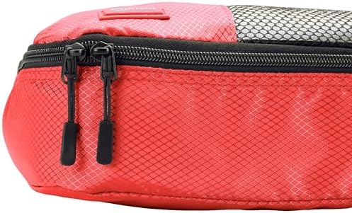 Amazon Basics Packing Cubes for Travel, Packing Organizers Set, 4-Piece-Set (2 Medium And 2 Large) With Double Zipper Pulls and Mesh Top Panel, 100% Durable Polyester, Red