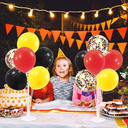 Red Yellow and Black Balloon Stand Centerpiece Table Decorations for Mouse Birthday Mickey Theme Party Decorations(Red yellow black set4)