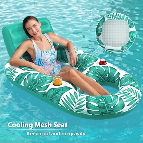 Jasonwell Inflatable Pool Float Adult - Pool Floaties Lounger Floats Raft Floating Chair Water Floaties for Swimming Pool Lake Lounge Float with Cup Holders Beach Pool Party Toys for Adults
