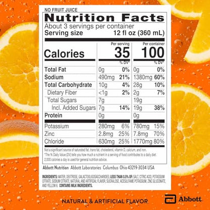 Pedialyte AdvancedCare Plus Electrolyte Hydration Drink, Has 33% More Electrolytes and Has PreActiv Prebiotics, Orange Breeze, 1 Liter, Pack of 4