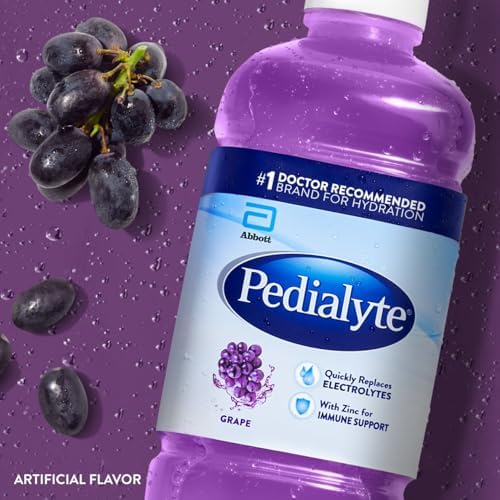 Pedialyte Electrolyte Solution, Grape, Hydration Drink, 8 bottles, 1 liter each