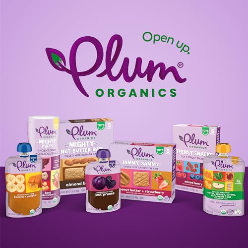 Plum Organics Teensy Snacks Soft Fruit Snacks - Berry with Puffed Quinoa - 0.35 oz Bags (Pack of 40) - Organic Toddler Food Fruit Snacks