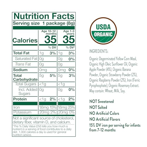 Little Bellies Organic Apple & Berry Softcorn Baby Snack (Pack of 18 x 0.28 oz Individual Packs)