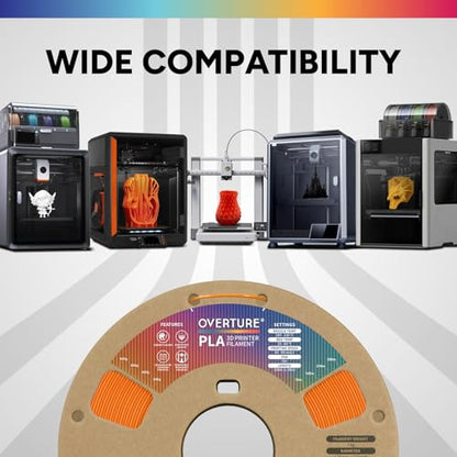 OVERTURE PLA Filament 1.75mm, Neatly Wound 3D Printer Filament 1kg Spool (2.2lbs), Dimensional Accuracy +/- 0.02 mm, Fit Most FDM 3D Printers (Orange)