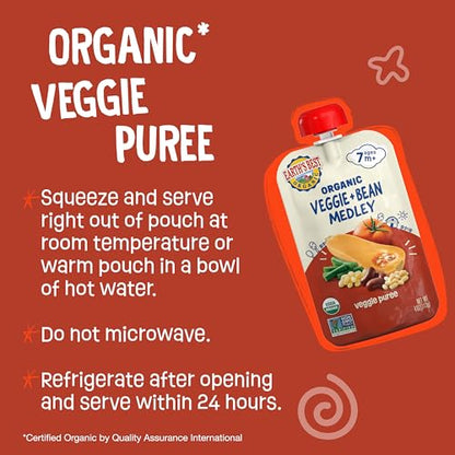 Earth's Best Organic Veggie Puree Veggie + Bean Medley Pouch, 4 oz (Pack of 12)