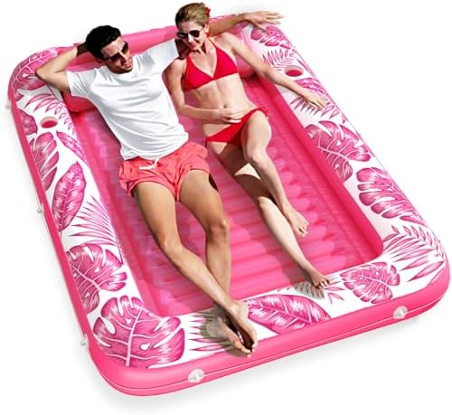 Inflatable Tanning Pool Lounger Float - Jasonwell 4 in 1 Sun Tan Tub Sunbathing Pool Lounge Raft Floatie Toys Water Filled Tanning Bed Mat Pad for Adult Blow Up Kiddie Pool Kids Ball Pit Pool