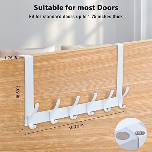 Over The Door Hooks, Door Hanger Hooks for Hanging, Over The Doors Towel Racks for Bathroom with 10 Coat Hook, Coat Rack Bathroom Accessories（2 Pack, Silver）
