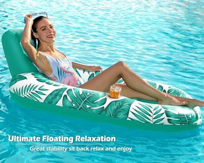 Jasonwell Inflatable Pool Float Adult - Pool Floaties Lounger Floats Raft Floating Chair Water Floaties for Swimming Pool Lake Lounge Float with Cup Holders Beach Pool Party Toys for Adults