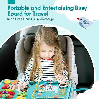 hahaland Busy Board for Toddlers Girls Montessori Toys for 3+ Year Old Farm Animals Preschool Learning Activities Toddler Travel Toys for 3+